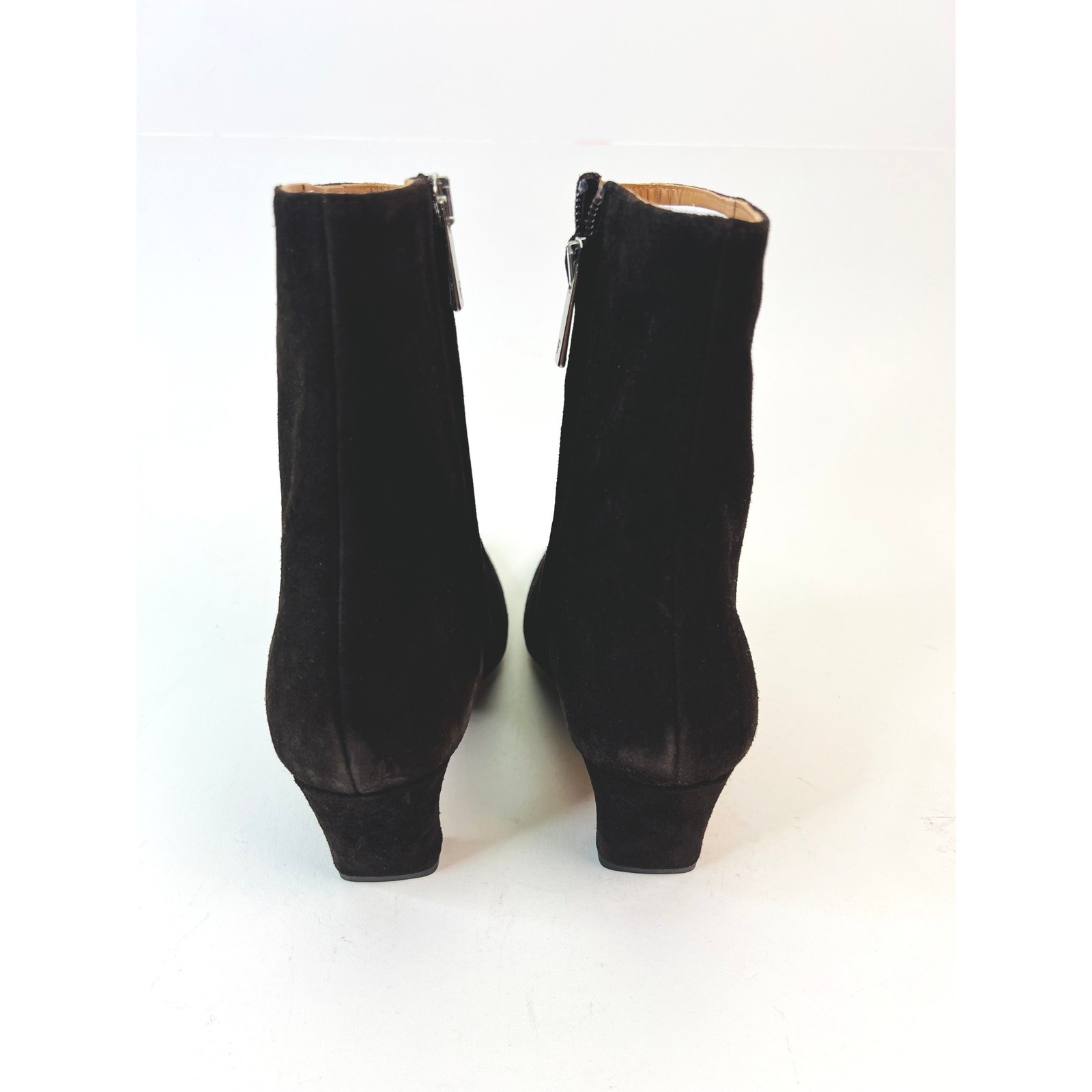 Flattered Xena Chocolate Suede Square Toe Kitten Heel Ankle Boots Eu 36 / Us 6 — image 6 of 8
